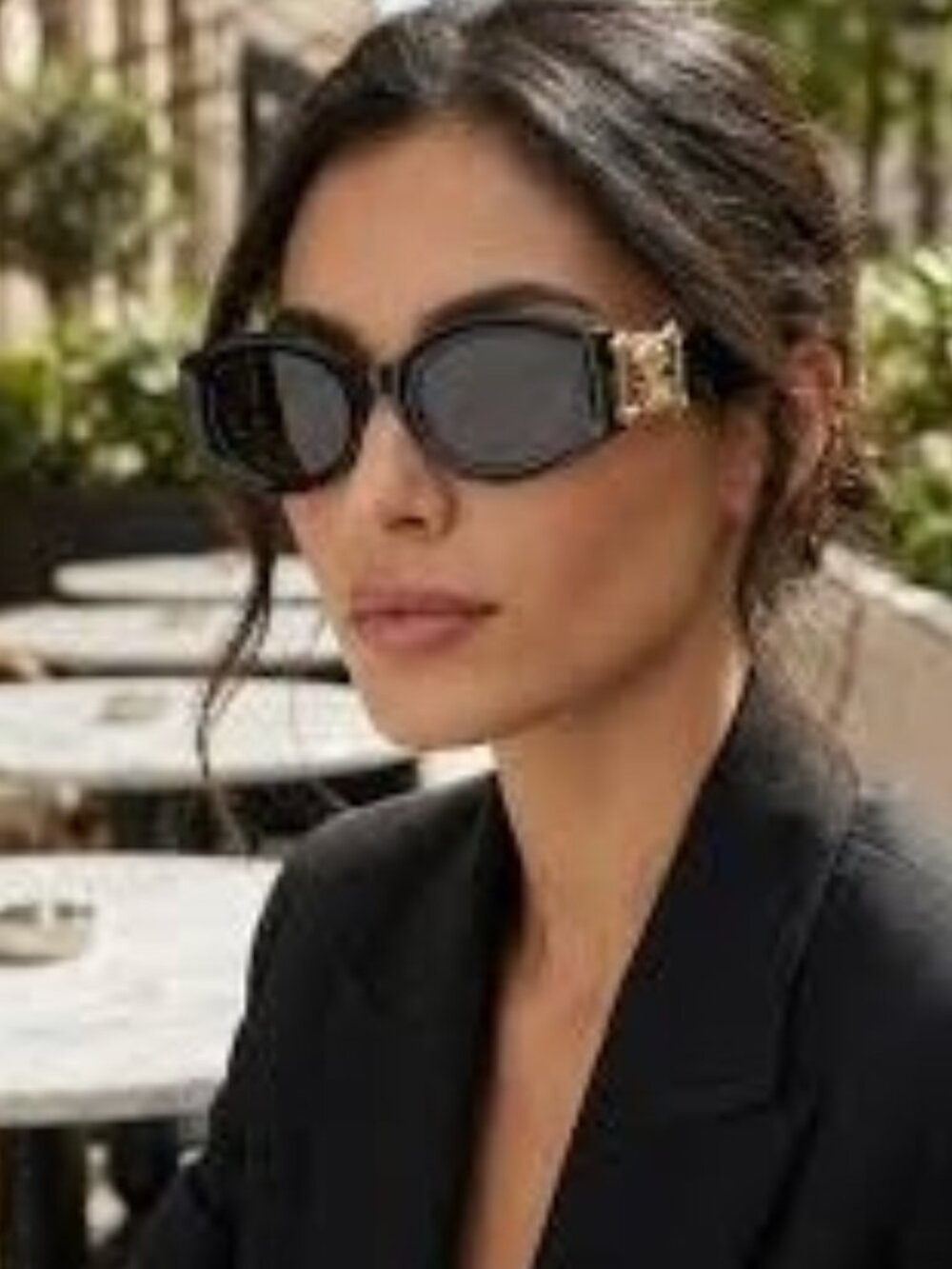 Roberto Cavalli SRC064 0700 Sunglasses Black Oval Frame, Grey Lenses